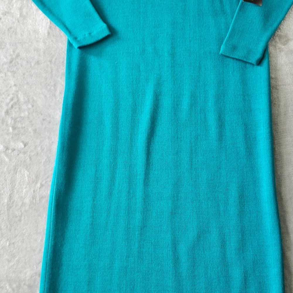 VTG I.K.C. Green Italian Orlandi Wool Blend Mock Neck Knit Sweater Dress M‎ New - Picture 3 of 16